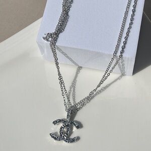 CC Pendant Double Chain Necklace